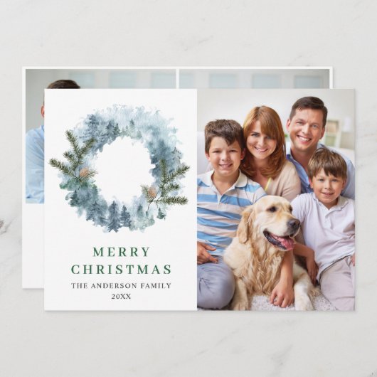 お祭りホリーワreath クリスマス3 フォトグリーティング シーズンカード (正面/裏面)