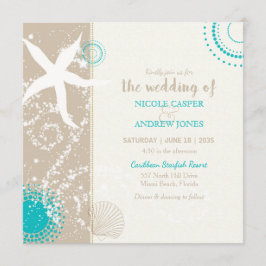 お祭りムードのビーチウェディング招待状 招待状