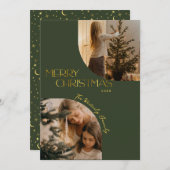 お祭りモダンメリークリスマスアーチ写真グリーン シーズンカード (正面/裏面)
