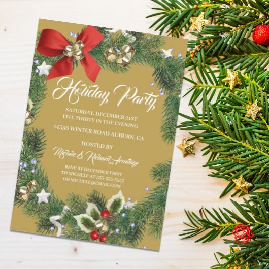 お祭りリースのホリデーパーティー招待状 招待状