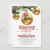 お祭りレトロクリスマス ゴールデンディスコボールパーティー 招待状 (正面)