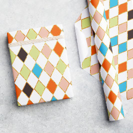 お祭りレトロパステルダイヤモンドパターン ラッピングペーパー