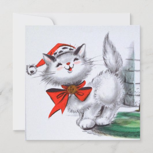 お祭りレトロビンテージクリスマス猫パーティー 招待状 (正面)