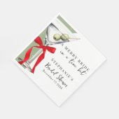 お祭りレトロ赤いリボン ダーティ マーティーニ ブライダル シャワー スタンダードランチョンナプキン (角)