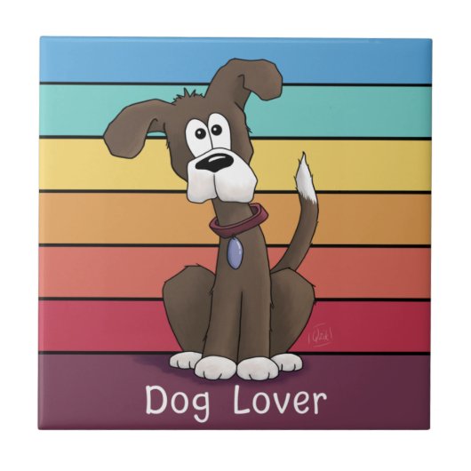 お祭り好きな犬愛好家のセラミックタイル タイル (正面)