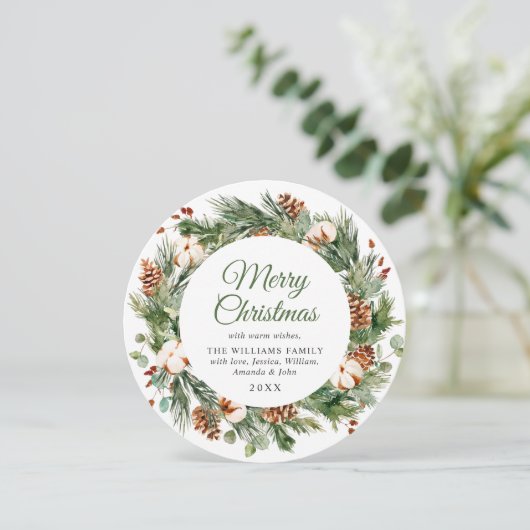 お祭り松ぼっくり松の木のリースクリスマスメッセージ シーズンカード (スタンド正面)