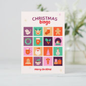 お祭り気分が盛り上がるイラスト入りクリスマスビンゴ サンキューカード (スタンド正面)