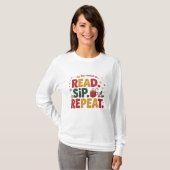 お祭り気分でリピート 読書 ホリデー Tシャツ (正面フル)