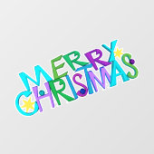 お祭り気分で楽しいクリスマスの文字カラフルな文字 ウィンドウサイン (シート)