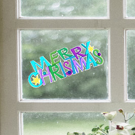 お祭り気分で楽しいクリスマスの文字カラフルな文字 ウィンドウサイン