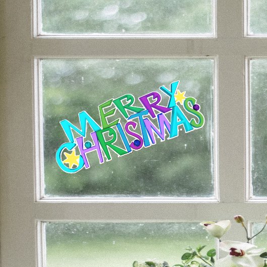 お祭り気分で楽しいクリスマスの文字カラフルな文字 ウィンドウサイン