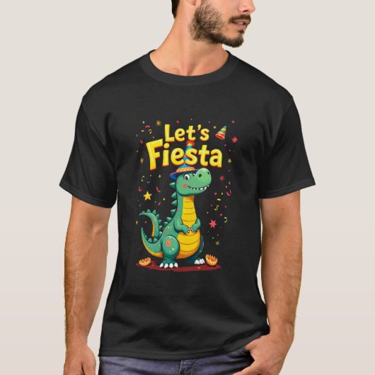 お祭り気分で踊る恐竜 Tシャツ (正面)