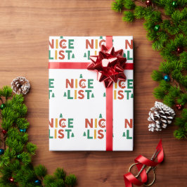 お祭り気分な'ナイスリスト'クリスマスタイポグラフィ ラッピングペーパー