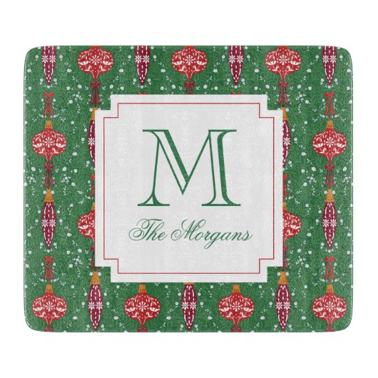 お祭り気分のクリスマスオーナメント モノグラム カッティングボード (正面)