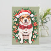 お祭り気分のクリスマス犬 ホリデーカード シーズンカード (スタンド正面)