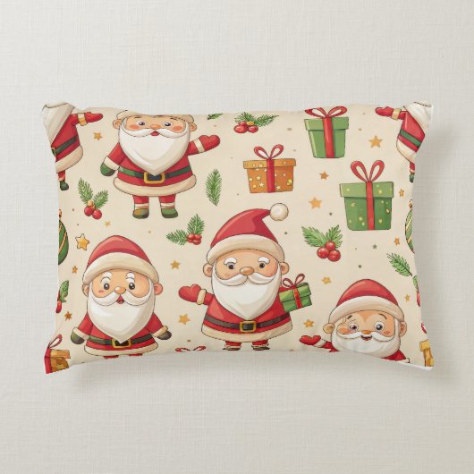 お祭り気分のクリスマス 腰クッション - 陽気なホリデーシーズン アクセントクッション (正面)