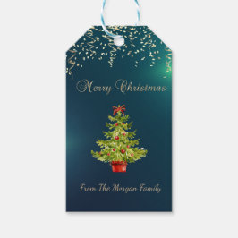 お祭り気分のコンフェッティ、クリスマスツリー、緑 ギフトタグ
