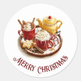 お祭り気分のゴールドの茶セットと、ホットチョコレートと、クリスマス ラウンドシール