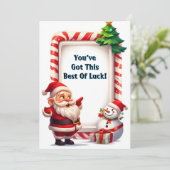 お祭り気分のサンタクロースと雪だるま シーズンカード (スタンド正面)