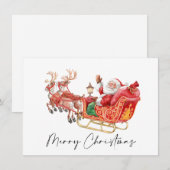 お祭り気分のサンタクロースのそりを使ったクリスマスグリーティング シーズンカード (正面/裏面)