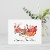 お祭り気分のサンタクロースのそりを使ったクリスマスメッセージ シーズンカード (スタンド正面)