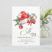 お祭り気分のサンタクロースの帽子を使ったクリスマスの挨拶 シーズンカード (スタンド正面)