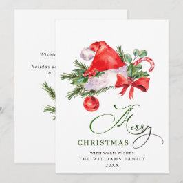 お祭り気分のサンタクロースの帽子を使ったクリスマスグリーティング シーズンカード