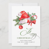 お祭り気分のサンタクロースの帽子　クリスマスの挨拶 シーズンカード (正面)