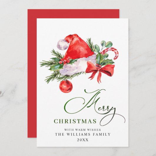 お祭り気分のサンタクロースの帽子　クリスマスの挨拶 シーズンカード (正面/裏面)