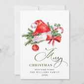 お祭り気分のサンタクロースの帽子　クリスマスの挨拶 シーズンカード (正面)