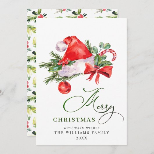 お祭り気分のサンタクロースの帽子　クリスマスの挨拶 シーズンカード (正面/裏面)