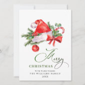 お祭り気分のサンタクロースの帽子　クリスマスグリーティング シーズンカード (正面)