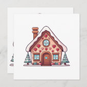 お祭り気分のジンジャーブレッドハウスのイラスト シーズンカード (正面/裏面)
