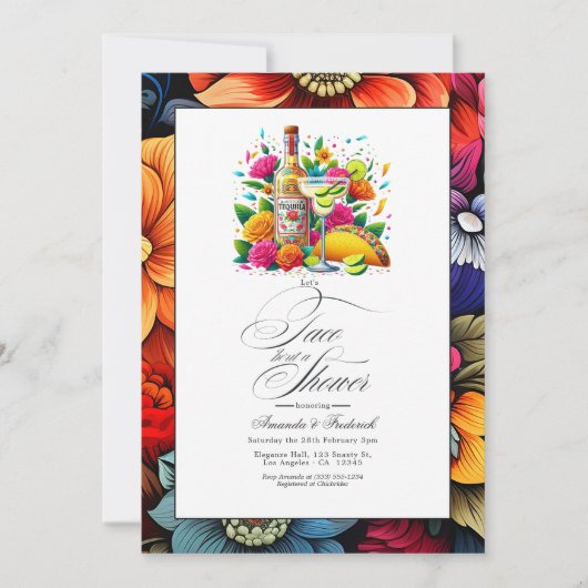 お祭り気分のタコス＆テキーラ カップルシャワーパーティー 招待状 (正面)