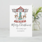 お祭り気分のトナカイのホリデーカード 招待状 (スタンド正面)
