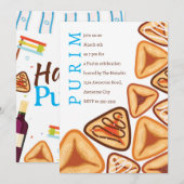 お祭り気分のプーリム ハメンタッシェンの招待状 招待状 (正面/裏面)