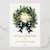 お祭り気分のホリデーリース メリークリスマス 非写真 箔シーズンカード (正面)