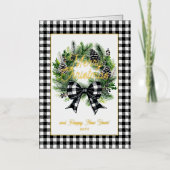 お祭り気分のホリデーリース メリークリスマス 非写真 箔シーズンカード (正面)