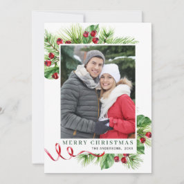 お祭り気分のホリーデイのクリスマス写真 シーズンカード
