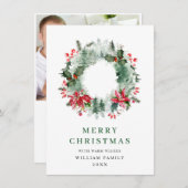 お祭り気分のホリーデコレーションのクリスマスグリーティング シーズンカード (正面/裏面)