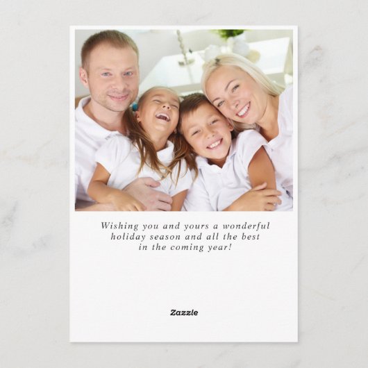 お祭り気分のホリーデコレーションのクリスマスグリーティング シーズンカード (裏面)