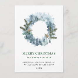 お祭り気分のホリーデコレーションのクリスマス企業向け年賀状 シーズンカード