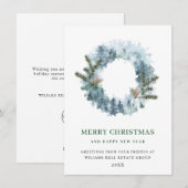 お祭り気分のホリーデコレーションのクリスマス企業向け年賀状 シーズンカード (正面/裏面)