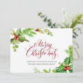 お祭り気分のホリーデコレーション法人クリスマスグリーティング シーズンカード (スタンド正面)
