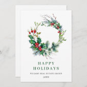 お祭り気分のホリーデコレーション - クリスマスの企業向け挨拶 シーズンカード (正面/裏面)