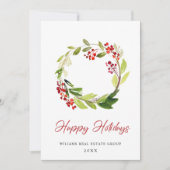 お祭り気分のホリーデコレーション クリスマス企業向けグリーティング シーズンカード (正面)