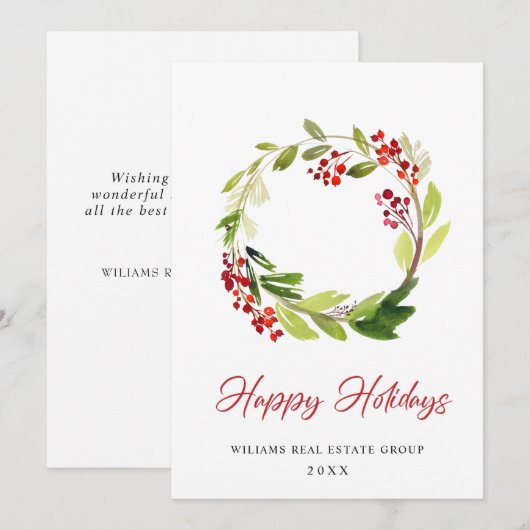 お祭り気分のホリーデコレーション クリスマス企業向けグリーティング シーズンカード (正面/裏面)