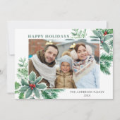 お祭り気分のホリーデコレーション クリスマス写真年賀状 シーズンカード (正面)