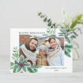 お祭り気分のホリーデコレーション クリスマス写真年賀状 シーズンカード (スタンド正面)