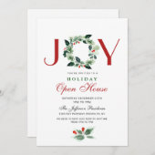 お祭り気分のホリーデコレーション クリスマス オープン ハウス 招待状 (正面/裏面)